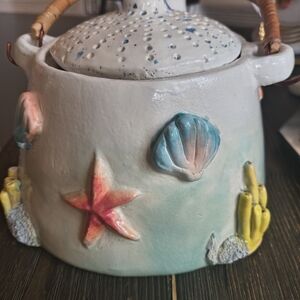 Coastal Ceramic Teapot with Sea Life Design
